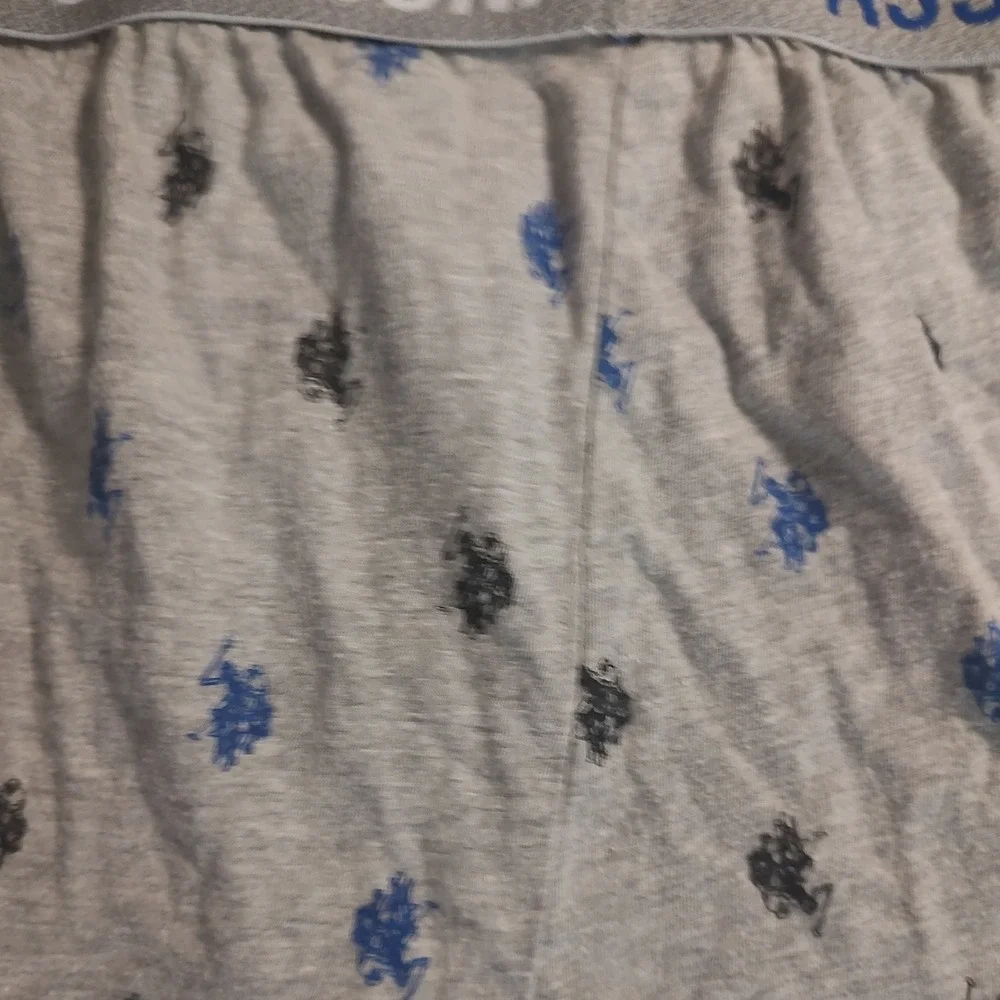 US Polo Assn Knit Boxers Mens Small Gray Excellent Logo Print Elastic Waistband